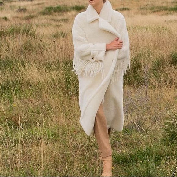 Max Mara Fall Winter Cream Cheiti Alpaca Fur Teddy Coat Jacket Fringe L XL - Picture 6 of 17